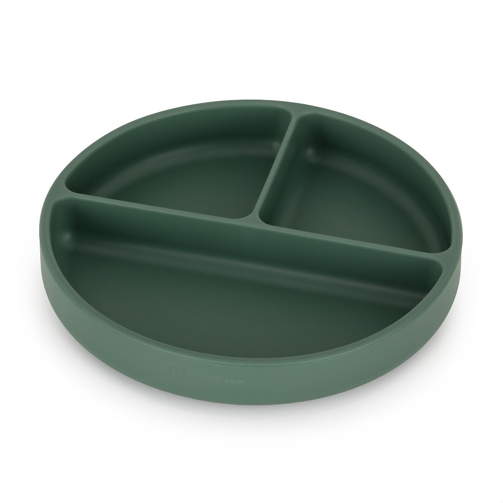 Petite&Mars szilikon osztott tányér tapadókoronggal - Misty Green